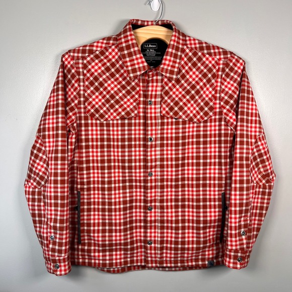 L.L.Bean Other - LL Bean Traverse Soft Shell Jacket Mens XL Tall Zip Button Plaid Outdoor *read